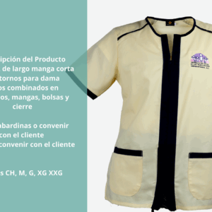 Bata con cierre y adornos de bies en hombros