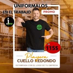 Playera cuello redondo manga corta, con logo estampado